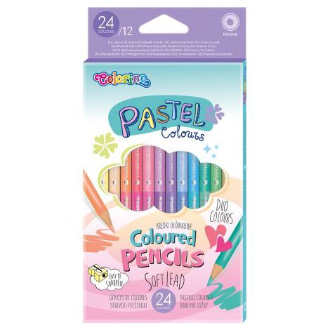 Kredki ołówkowe Colorino Pastel, 12 sztuk, 24 kolory